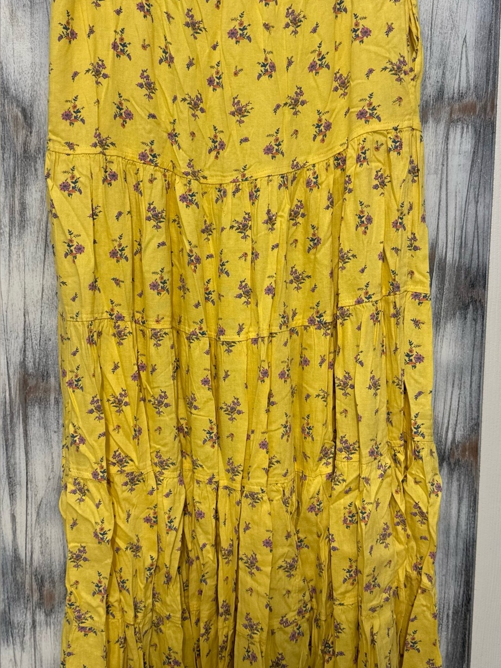 Free People Nova Tiered Maxi Skirt Lemon Combo Size S ~ NWOT - Picture 6 of 15